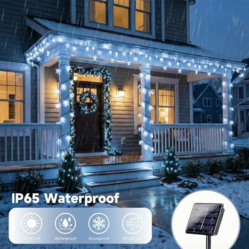Twinkle Solar Star String Lights Outdoor Waterproof Fairy Lights 39FT 100 LED with 8 Lighting Modes for Camping Garden Wedding Party Tree Holidays Backyard Patio (Cool White) - color: Cool White