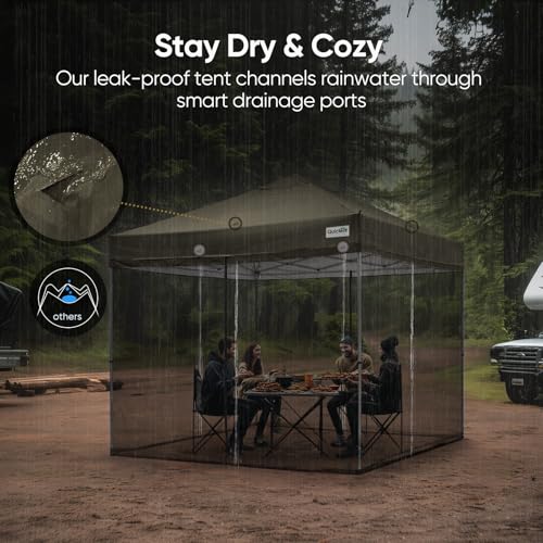 Quictent 10x10 Pop Up Screened Canopy Tent, Instant Setup for 1 Person with Netting, Portable & Compact, Waterproof & UV Protection, Ideal for Camping, Beach, Parties, and Outdoor Events - color: Dark Taupe