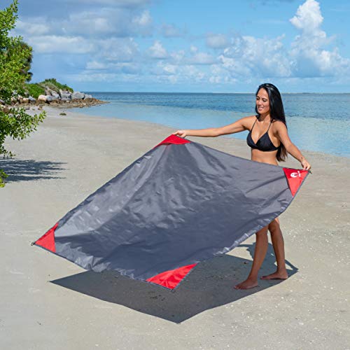 Pike Trail Pocket Beach Blanket (60 in X 56 in) – Lightweight Sand Proof Picnic Blanket, Compact Outdoor Blanket, Waterproof Pocket Blanket for Hiking, Camping, Picnics, Travel and Beach Trips - color: Metallic Blue