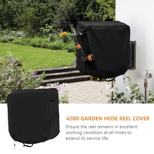 420D Garden Hose Reel Cover, All-Season Protection Cover, Precision Size for 18" to 36" Reels, for Garden, Yard, and Commercial Use