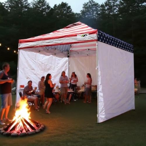 8x8 Pop Up Canopy Tent, Waterproof 210D Oxford, 3 Removable Sidewalls, Vented Roof, Wind-Resistant Steel Frame, UPF 50+, Wheeled Bag, 1-Person Instant Setup, Fits 3-5 People – American Flag - color: American Flag