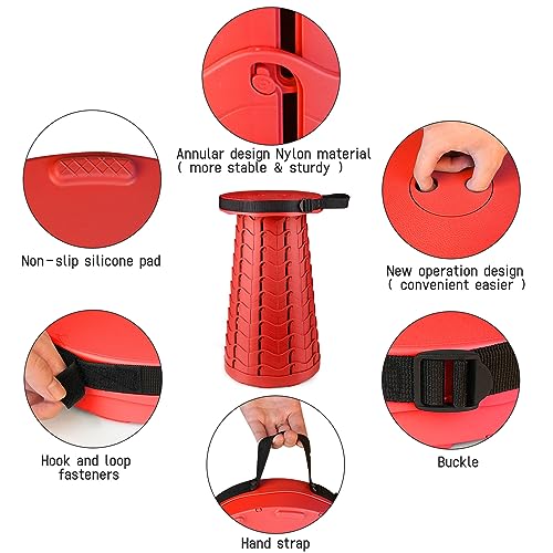Portable & Lightweight Foldable Camping Chair for Adults, Heavy Duty Folding Stool with Adjustable Shoulder Strap, Perfect for Picnic, Beach, Backyard, and Sporting Events, Max Weight 400lbs - color: Red