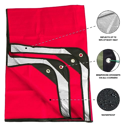 Arcturus All-Weather Outdoor Survival Blanket, Thermal Emergency Blanket, Reflective Heat Tarp with Grommets, Lightweight for Camping, Backpacking, Hiking & Emergency Car Kits, Red, 60x82in - color: Red