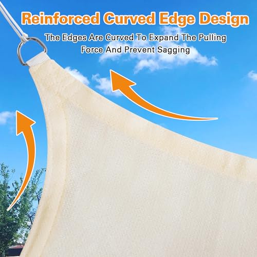 Artpuch Sun Shade Sail Cream 7'X11'Customized Curved Edges Rectangle Canopy 95% UV Block Sun Shade for Outdoor Patio Garden Backyard (We Make Custom Size) - color: Cream, size: 7'X11'Customized