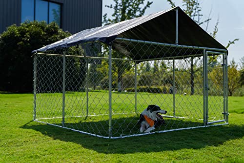 Petony Outdoor Dog Playpen Heavy Duty Dog Kennel House Mesh Dog Big Cage Pet Kennel Steel Fence with Secure Lock (6.56‘x 6.56’)