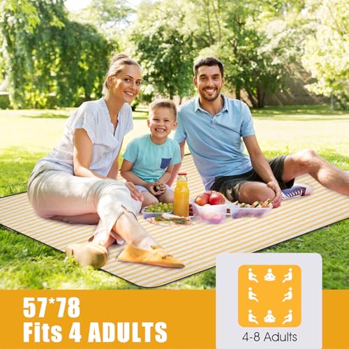G GOOD GAIN Picnic Blankets Waterproof - Extra Large Outdoor Blanket Sand Free Foldable with Carry Strap for Beach, Camping, Park Grass, Hiking, Travel, Concerts, Indoor(Bumblebee) - color: Bumblebee Yellow