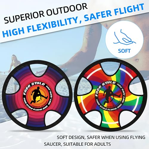 TurnWay Outdoor Two Soft Frisbee Throwing Disc, Flying Disc, Flying Saucer for Man and Woman in Yard, Beach, Lawn, Camping, Pool (Halo+Rainbow) - color: Halo+rainbow