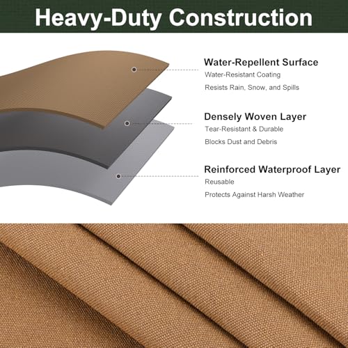Canvas Tarp 10x12 Feet, 12 Oz Heavy Duty Water Resistant with Rustproof Grommets, UV Resistant, Multipurpose Outdoor Tarpaulin for Camping, Canopy, Woodpile, Trailer (Tan) - color: Tan, size: 10x12