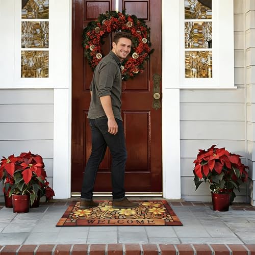 Durable Welcome Door Mats 24”x36” – Heavy Duty Non-Slip Rubber Outside Door Mat Large Front Outdoor Mat for Home Entrance, Porch, Patio, Garage and High Traffic Areas,Dragonfly Flower - size: 2' x 3' (Rectangular)