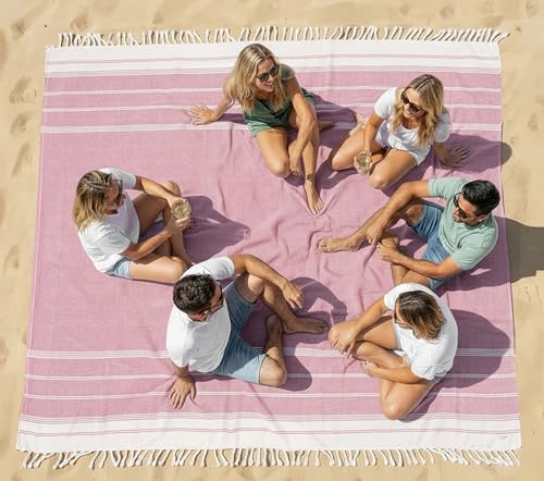 LANE LINEN Beach Vacation Essentials Blanket- Large Beach Blanket Sandproof with Quick Dry Comfort 82"x82", Perfect for Family Vacations, Park Outings, or Social Games – Candy Pink - color: 05: Candy Pink, size: Beach Blanket (80" x 80")