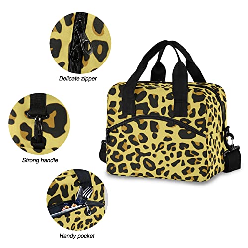 Cheetah Pattern Design Insulated Lunch Bag Reusable Lunch Tote Bag Cooler Bag for Women Men Adult Lunch Box with Adjustable Shoulder Strap Leakproof Lunch Bag for Work School Picnic Camping - color: Cheetah Pattern Design