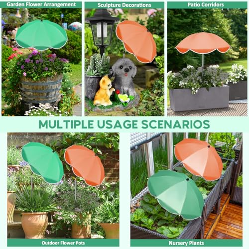 QRRICA 23.6" Adjustable Garden Umbrella Shade for Outdoor Use, Potted Greenery & Garden Beds – Angle-Adjustable Sun Protection - color: 2-pack