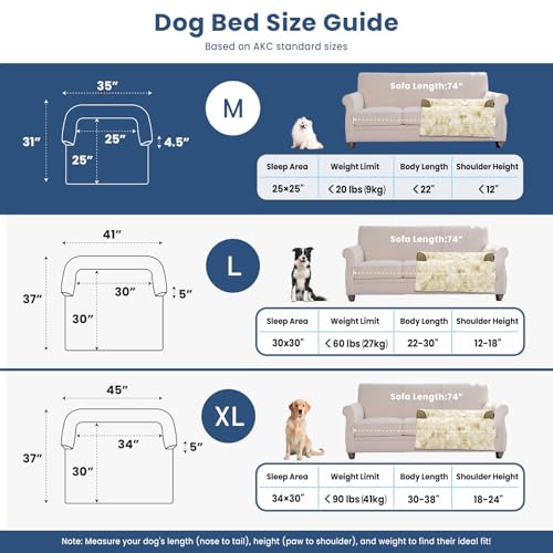 Calming Dog Couch Bed for Medium Dogs/Cats, 35 x 31 inch Waterproof Removable Dog Mat Couch Cover for Furniture Protector, Non-Slip Fluffy blunique Pet Bed for Couch, Sofa - Tie-Dye Khaki - color: Tie-Dry Khaki, size: Medium
