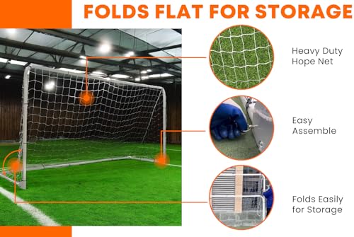 Folding Soccer Goal (12'x6',10'x6',7'x5'), Portable, Light Weight, Steel Frame, Easy to Carry, Perfect for Solo/Team Practice Training, Three Sizes - size: 12' X 6'