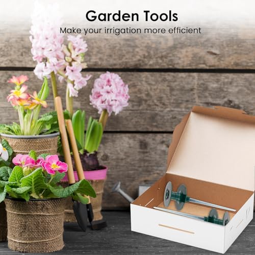 FONTOI 10 Inch Garden Hose Guide Spike, Rust Free Zink Sturdy Metal Stake, Heavy Duty Dark Green Spin Top, Keeps Garden Hose Out of Flower beds, for Plant Protection Greenhouse, Yard Lawn, 2PCS - color: ‎Dark Green A