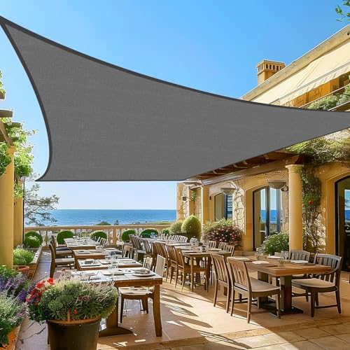 Artpuch Sun Shade Sail, 8'X20' Dark Grey Rectangle Curved Edged Sun Shade, Commercial Grade 185GSM HDPE UV Permeable Outdoor Shade Cloth for Deck, Backyard, Patio (Custom Sizes Made) - color: Dark Grey, size: 0 8' X 2 0'