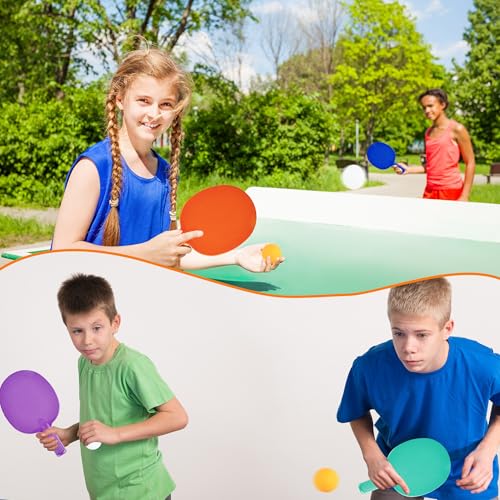 8 Pcs Plastic Table Tennis Paddles with 8 Balls Portable Ping Pong Paddles Rackets Unbreakable Plastic Textured Table Tennis Training Toys for Kids Beginner Adult Outdoor Equipment