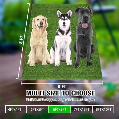 GLOBREEN Extra Large Fake Grass for Dogs Potty, 6 FT X 8 FT Artificial Grass Turf Rug for Puppy Patio Kennel Backyard, Waterproof Easy to Cut - size: 6FTX8FT