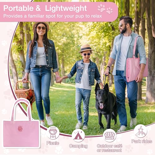 Kritter Planet Waterproof Foldable Dog Bed Pad for Camping & Travel, Portable Roll-Up Dog Bed Car Seat Pet Cushion Mat with Handles for Small & Medium Dogs, Indoor & Outdoor Use, Pink - color: Pink, size: 31"x24"