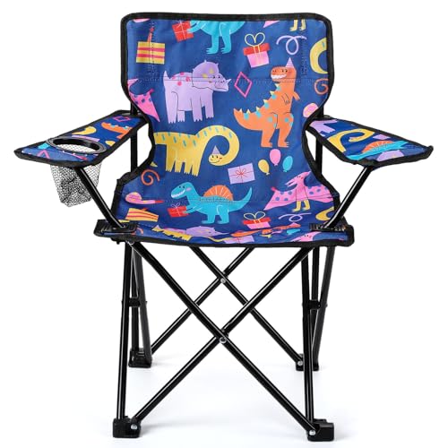 KABOER Kids Outdoor Folding Lawn and Camping Chair with Cup Holder and Carrying Bag, Children's Camping Chairs - color: Multicolor Dinosaur