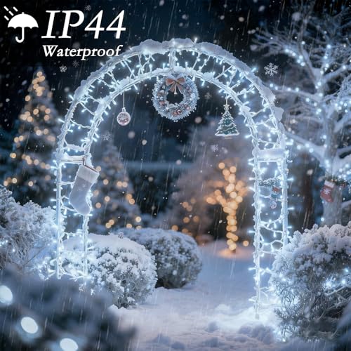 66FT 200 LED Christmas Tree Lights, Bright Cool White Outdoor Christmas String Lights for House, Fairy Lights with 8 Modes, Waterproof & Durable Indoor Outdoor Decor, Timer Included - color: Cool Whtie, size: 200LED