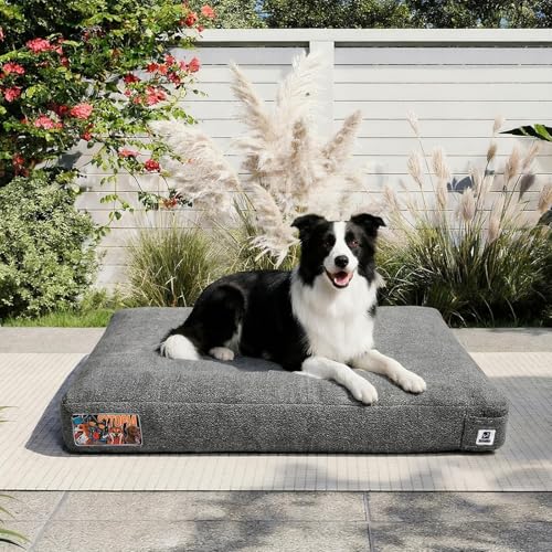 Sytopia 36 Inch Indestructible Dog Beds for Large Dogs, Chew Proof Waterproof Pet Crate Pad with Machine Washable Removable Cover, Great for Indoor, Outdoor, Crate, Patio Use, Grey - color: Grey, size: Large