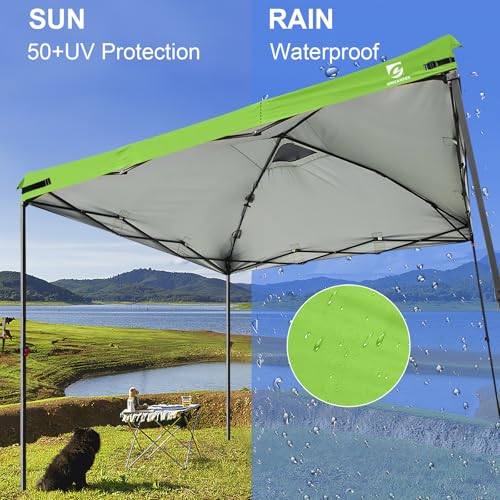10x10 Pop Up Canopy Replacement Top Cover with Air Vent for Straight Leg Canopy Tent, Waterproof for Outdoor Garden Patio Camping Sun Shade (Neon Green) - color: Neon Green