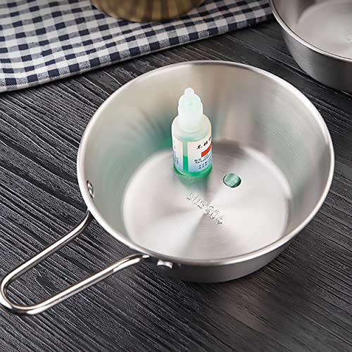 2Pcs Makgeolli Bowls, 304 Stainless Steel Korean Traditional Bowls Round Rice Bowl Wine Cup with Handle, Hiking Soup Dish Food Bowl Camp Cup (Small: 6.5oz, 3.9inch, Silver) - color: Silver, size: Small: 6.5oz, 3.9inch