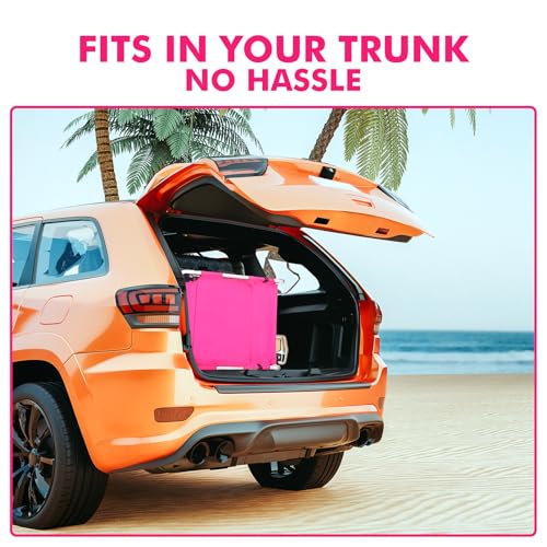Wheel-To-Go Tanning Chair with Wheels Sun Canopy Umbrella Face Hole Thicker Washable Adjustable, Heavy Duty Folding Sun Lounge Chair Beach Outside Sunbathing Reading, UPF 50+, Pink (Patent Design) - color: Pink, style: Standard Size + Sun Canopy Style