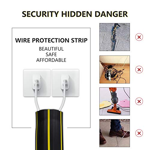 10Ft Cord Cover Heavy Duty Cable Protector 3 Channels Contains Cords, Cables and Wires, Easy to Unroll-Conceal Wires of Home, Office, Warehouse(Black) - size: 10FT