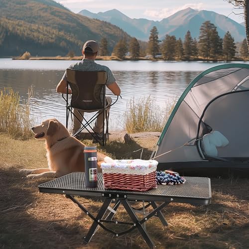 HPC DECOR Grill Table with Mesh Desktop,200lbs 3Ft Portable Folding Table,Camping Table,Picnic Table,Height Adjustable Metal Table for Ourdoor, Camping, Picnic, BBQ and Beach, RV, 35.4" L x 23.6" W - size: 3*2FT