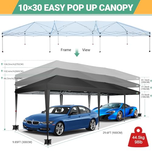 COBIZI 10x30 Canopy Party Tent with 8 Walls 10x30 Pop Up Canopy for Parties Waterproof UPF 50+ Outdoor Commercial Event Tent for Party Backyard Gazebo Canopy with Sidewalls & Sandbags(Black,10x30ft - color: Black, size: 10x30FT with 8 sidewalls