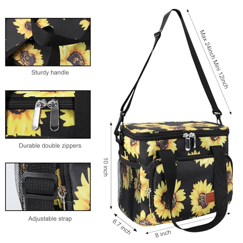 Femuar Lunch Bags for Women/Men, Insulated Lunch Bag for Work Office - Lunch Cooler Bag Leakproof Lunch Box with Adjustable Shoulder Strap - Sunflower - color: Sunflower, size: Medium Size