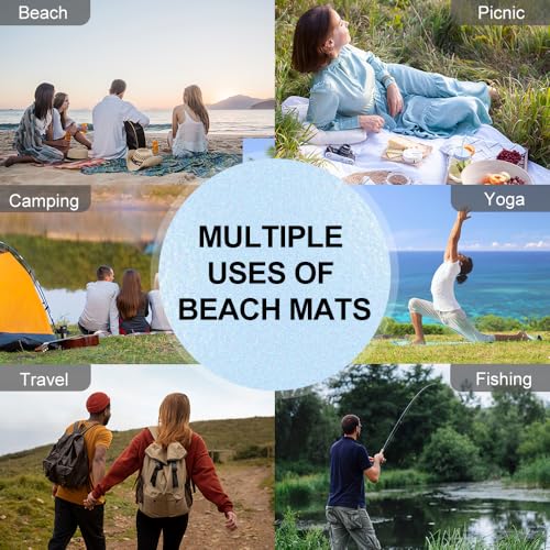 Beach Blanket Waterproof Sandproof Extra Large 8 Ft X 7 Ft for 4 Adults Oversized Sand Free Beach Mat with 4 Corner Pockets and Stakes Portable for Beach Picnic Travel Camping (Orange) - color: Orange, size: 8 X 7 FT(1-4 Person)