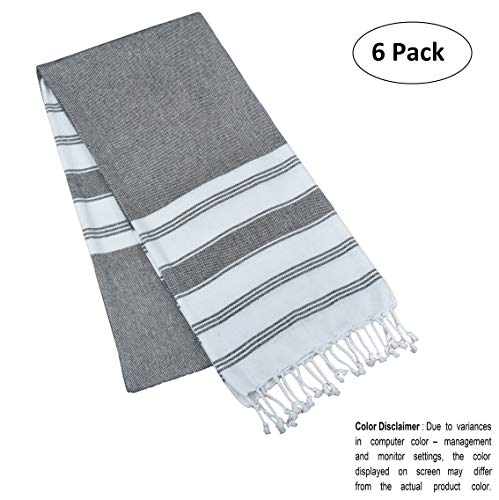 GLAMBURG Peshtemal Turkish Beach Towel Cotton Oversized 36x71 Set of 6 for Adults, Soft Durable Absorbent Extra Large Hammam Bath Sheet - Navy Blue - color: Navy, size: 6 Pack