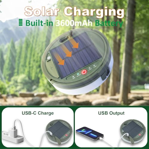 Solar Camping String Lights, 39.4FT Portable Waterproof Camping Light with 8 Lighting Modes, Solar Powered and USB Rechargeable Tent Lantern with Remote Control for Camping, Yard, Garden and Hiking - size: 1 Pack
