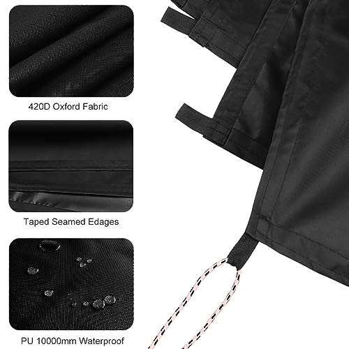 Black Waterproof Tarp Cover for Outdoor: Multi-Purpose Oxford Tarpaulin with Reinforced Webbing Loops for Camping Boat Pool Roof Tent - Durable and Tear Resistant (5ftx10ft) - size: 5x10ft