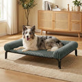 Elevated Dog Bed with Removable Fluffy Pillow Cushion, Raised Pet Cot Washable Bolster, Dog Couch Sofa, Anti Slip Feet, Breathable Mesh, Light Grey, 49"×36" - color: light grey, size: Xl(49"×36"×8")
