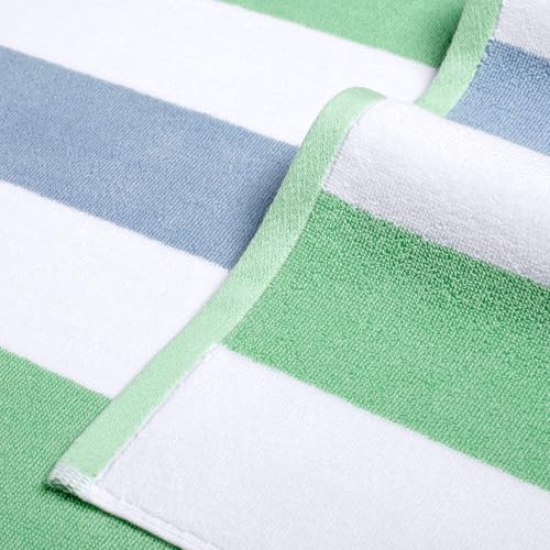 Bornbay Cotton Oversized Beach Towel - Extra Large 40"X70" Big Cute Thick Pool Towel, XL Stitch Beach Towels Striped Mint Green Swimming Towel for Adults Mens Women - color: Mintgreen