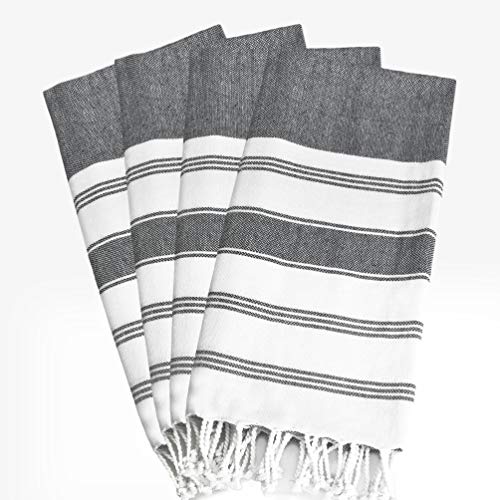 GLAMBURG Peshtemal Turkish Towel Cotton Beach Towels Oversized 36x71 Set of 4, Cotton Beach Towels for Adults, Soft Durable Absorbent Extra Large Bath Sheet Hammam Towel - Navy Blue - color: Navy, size: 4 Pack