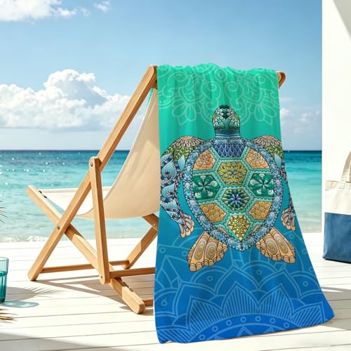 Sea Turle Microfiber Lightweight Beach Towel Sand Free Quick Dry Absorbent Thin Towels Blanket for Swimming Pool Camping Beach Vacation Essentials Accessories Travel Things for Cruise Yoga - color: Lcs Multicolor 1534