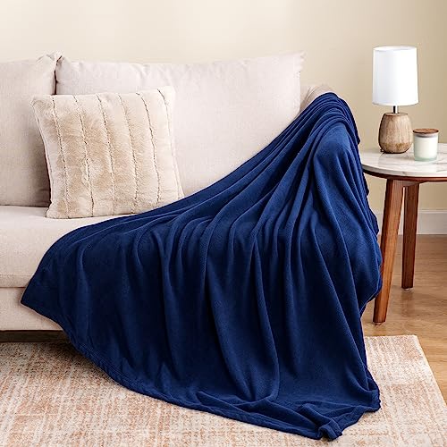 Berkshire Blanket Microfleece Throw Size Bed Throw Blanket Navy, Lightweight Soft Breathable Plush Micro Fleece Throw Blanket for Travel, Bed and Couch, 50x60 Inches - color: Navy, size: Throw/Throw XL