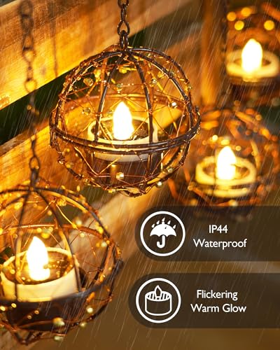 Homemory 16Pcs Solar Tea Lights Outdoor Waterproof, Rechargeable Dusk to Dawn Lighting, Flameless Flickering LED Votive Candles for Fairy Garden Decor, Patio Tables, Christmas Lanterns, Windows - color: 16-Pack, 1.5''x1.58''