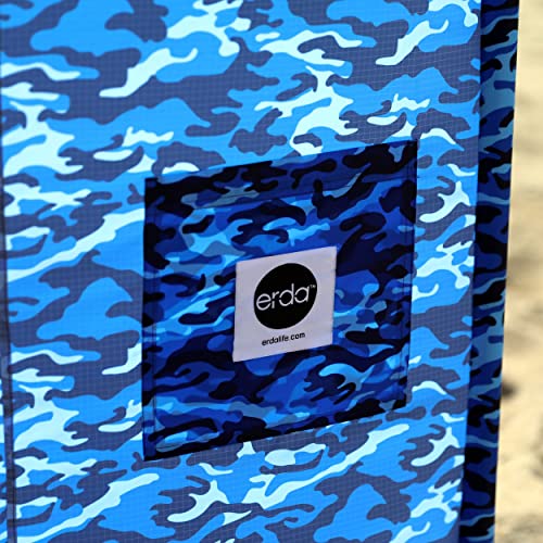 Ocean Camo Pro Beach Recycled Polyester Rip-Stop 20 ft Lightweight Windscreen, Privacy Screen, Wind Blocker, Free Matching Shoulder Bag (NEW Mahogany Wood Poles)