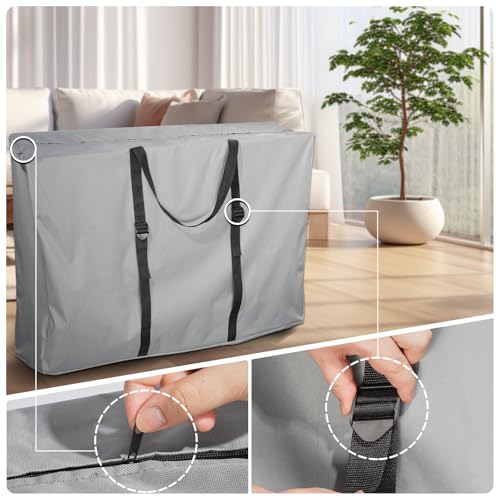 Large Outside Folding Chair Storage Bag with Zipper and Handles, 600D Folding Chair Carry Bag for Zero Gravity Chair Cover, Portable Folding Lounge Chair Carrying Bags, 43" L x 11" W x 29" H (Gray) - color: Gray - 1 Pack