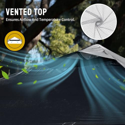 CROWN SHADES 10x10 Pop Up Canopy - Beach Tent with One Push Setup - Easy Outdoor Sun Shade for Events, Parties, Camping - Gazebo with STO-N-Go Cover Bag, Silver Coated Top, Black - color: Black, size: 10x10