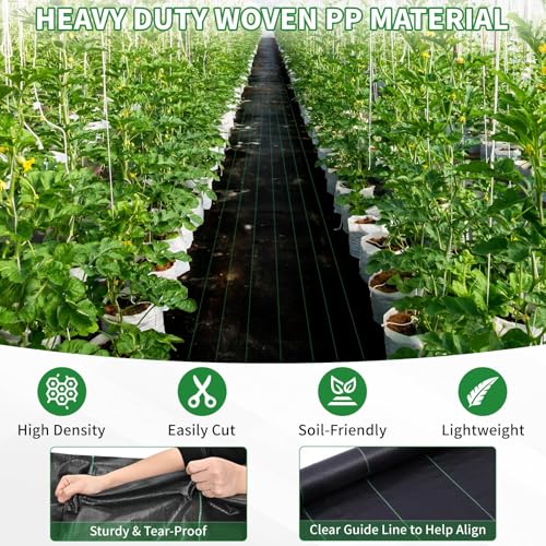 4FT X 328FT Garden Weed Barrier Landscape Fabric Heavy Duty Ultra Thick Premium Weeds Control Mat Ground Cover Weed Block Gardening Mat, 20 Ground Stakes Included - size: 4ft x 328ft