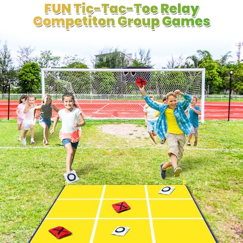 2-in-1 Giant Bean Bag Toss & Large Tic Tac Toe Outdoor Games for Kids Adults-4.5ft Giant Outside Lawn Yard Camping Field Day Games for Kid Family-Backyard Fun Carnival Outdoor Giant Yard Games