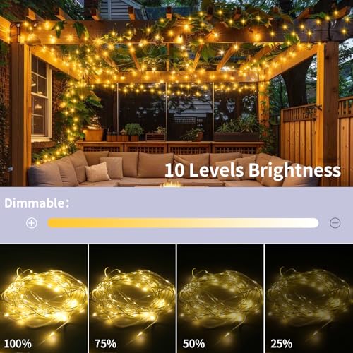 2 Pack Fairy String Lights Plug in, 33Ft 100 Micro Starry LED Twinkle Fairy Lights IP68 Full Waterproof with Remote for Bedroom Garden Christmas Decor (Warm White) - color: Warm White