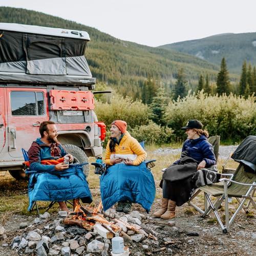 COVACURE Camping Blanket - Waterproof Outdoor Blanket, Packable & Lightweight, Warm Puffy Quilt for Camping, Hiking, Backpacking, Travel, Beach Essentials - color: Blue